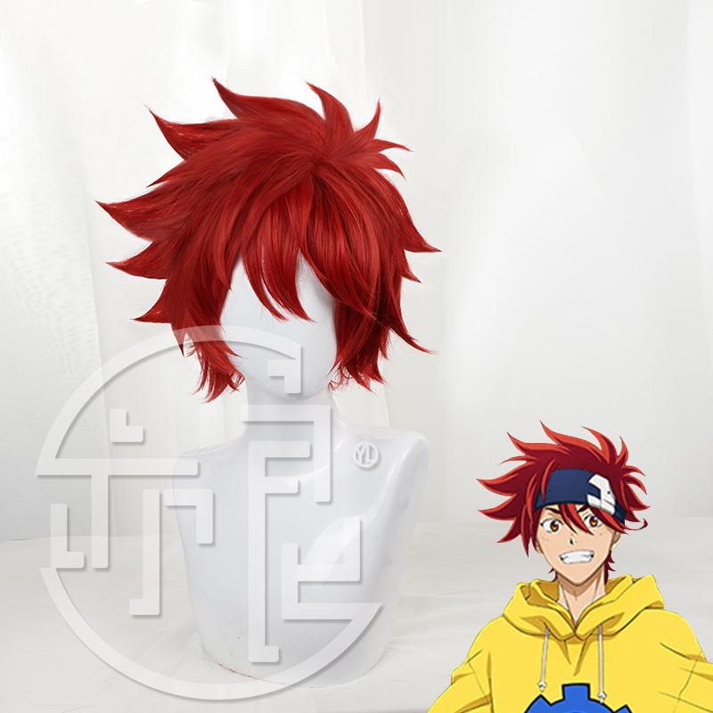 Anime Cosplay With Red Hair - アニメSK8インフィニティrekiコスプレウィッグ赤髪の男性ショート人工毛ハロウィンカーニバルパーティーの小道具 + かつらキャップ
