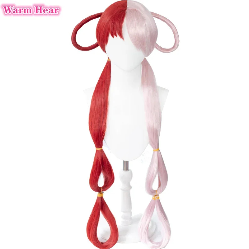 Anime Cosplay With Red Hair - 2026 アニメ UTA レッドピンク耐熱髪ハロウィンヘッドフォン小道具女性ガールコスプレパーティーウィッグかつら UFW3I