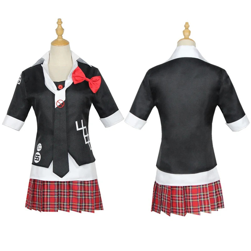 Anime Cosplay Youtube Shorts - アニメダンガンロンパコスプレ衣装江ノ島盾子制服カフェ服ショートスカートダブルテールブレイドウィッグモノクマベアヘッドウェア