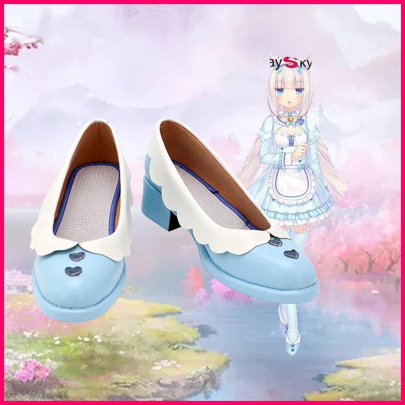 Anime Cosplay Youtube Shorts - NEKOPARA チョコレートバニラメイドコスプレ靴 PU ブーツハロウィンコスプレ小道具女の子のための