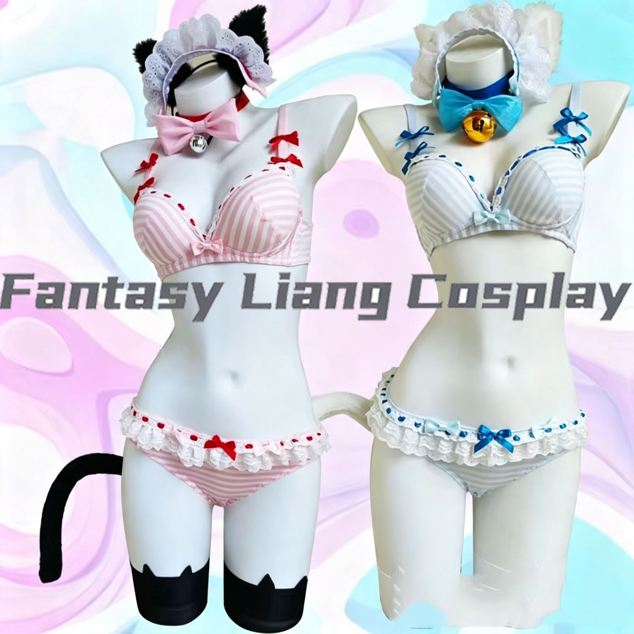 Anime Cosplay Cat - NEKOPARA ショコラバニラコスプレ衣装女性のための夏の下着かわいい猫スーツウィッグロリータ女の子セクシーなランジェリー水着