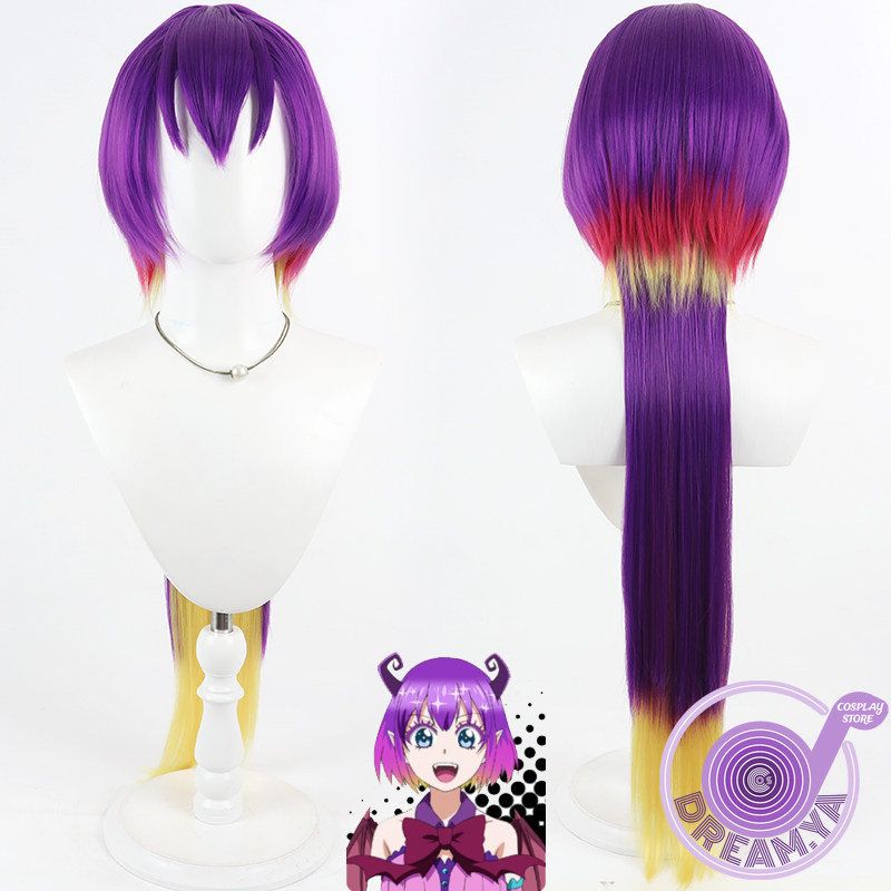 Anime Cosplay With Red Hair - 黒夢コスプレウィッグ マイリマシタ ロング紫赤黄色耐熱人工毛ハロウィンパーティーロールプレイカーニバル + ウィッグキャップ