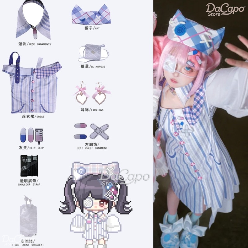 Anime Cosplay Girl Ideas - ゲームインフィニティニッキコスプレ衣装ウィッグ風変わりなアイデア甘いロリータドレスカーニバル衣装眼帯ジライケイハロウィン女性女の子