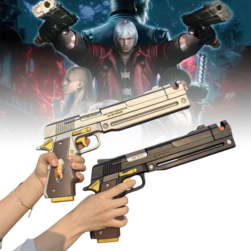 Anime Cosplay Real - PU ダンテピストル銃黒檀アイボリー武器アニメデビルメイクライ 4 コスプレ小道具 DMC 銃リアルサイズ日本刀サムライサーベルおもちゃ