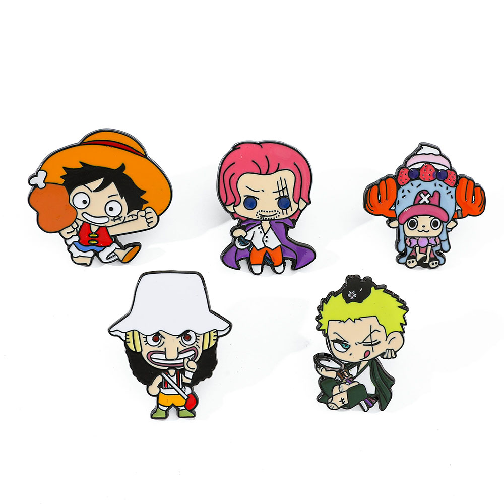 Anime Cosplay Luffy - 5 個クリエイティブアニメブローチハンサムモンキー D. ルフィメタルバッジジュエリー衣類バックパックアクセサリー友人へのギフト