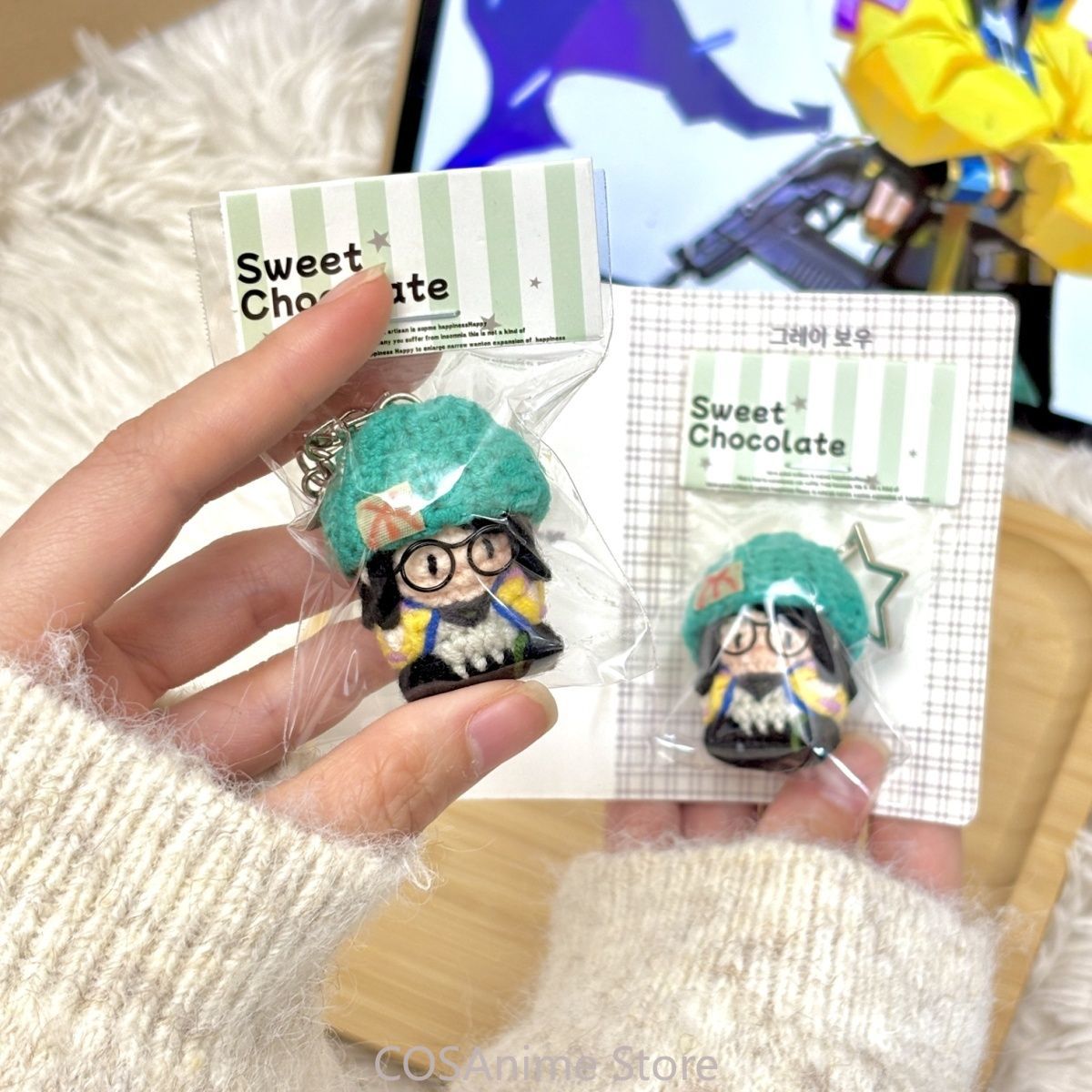 Anime Cosplay Sus - VALORANT キルジョイ ゲームコスプレ ニットボディ ミニぬいぐるみ バッグペンダント