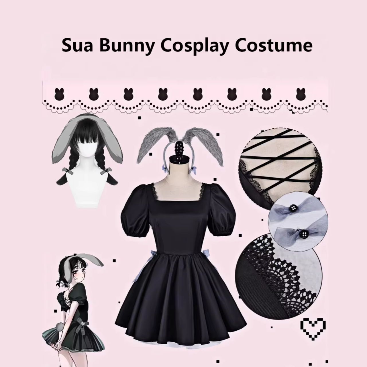 エイリアンステージ スア 3周年記念 ラビットカフェ風バニー - Anime Cosplay Black Girl のレビューと価格