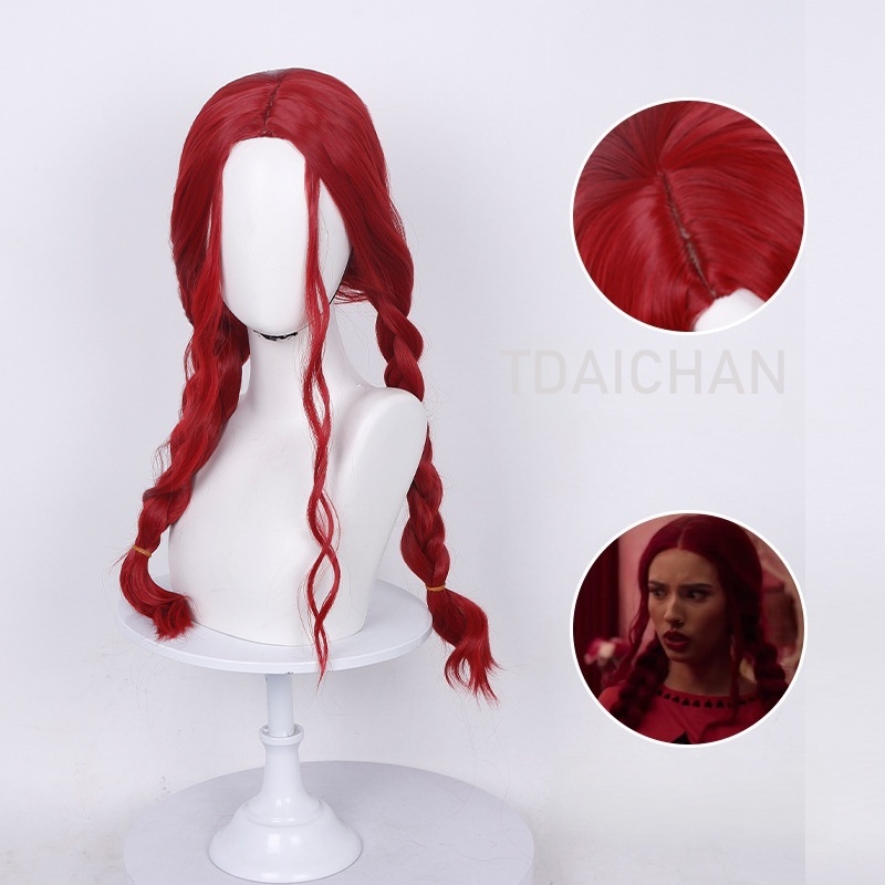 カーリーコスプレウィッグレッドプリンセスハートヘアスタイルク - Anime Cosplay With Red Hair のレビューと価格
