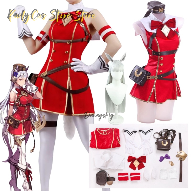 ゴールドシップコスプレ衣装ウィッグ帽子耳尾赤い衣装アカデミー - Anime Cosplay With Red Hair のレビューと価格