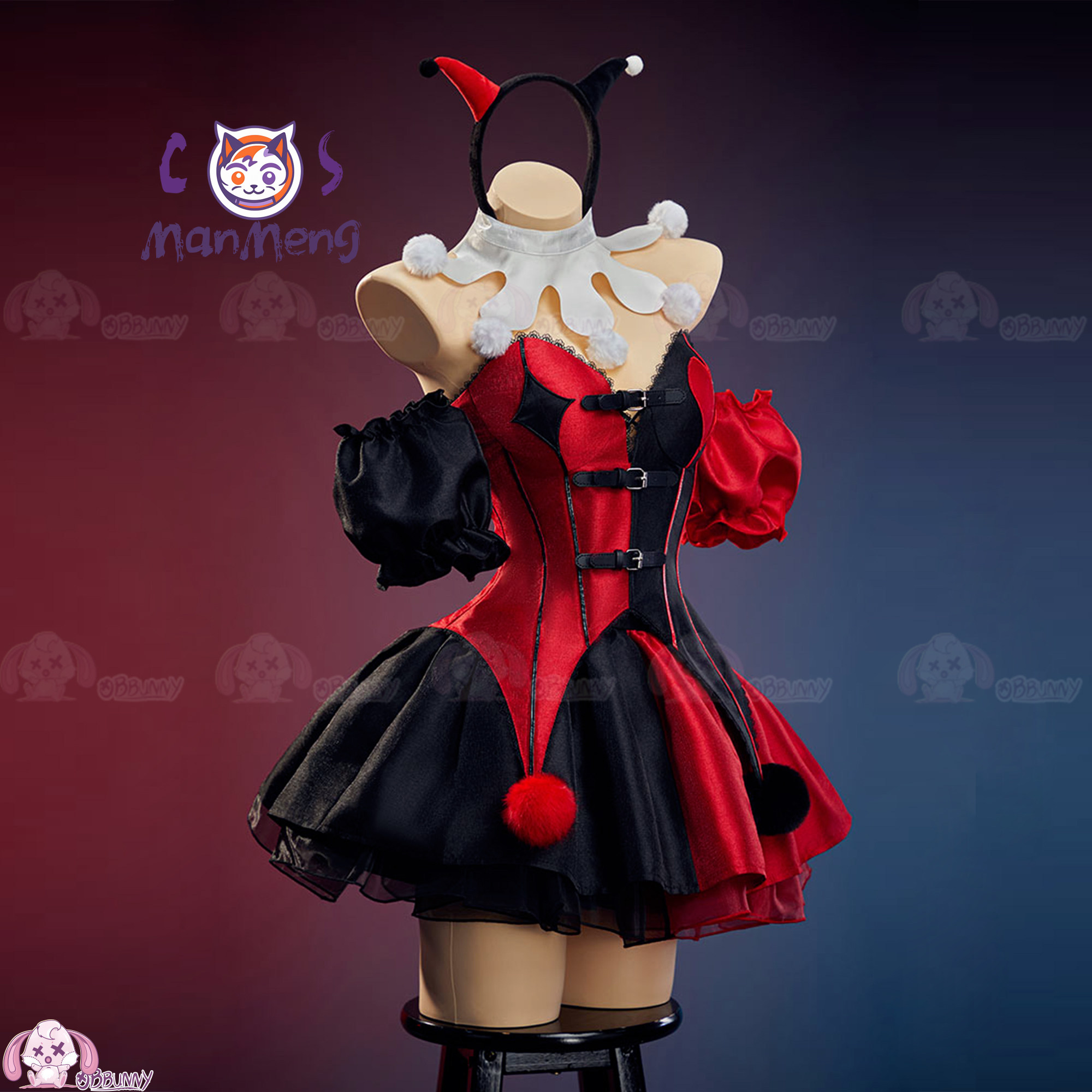 新しいピエロゴシックロリータウエストスカート赤と黒のカラーブ - Anime Cosplay Lolita のレビューと価格