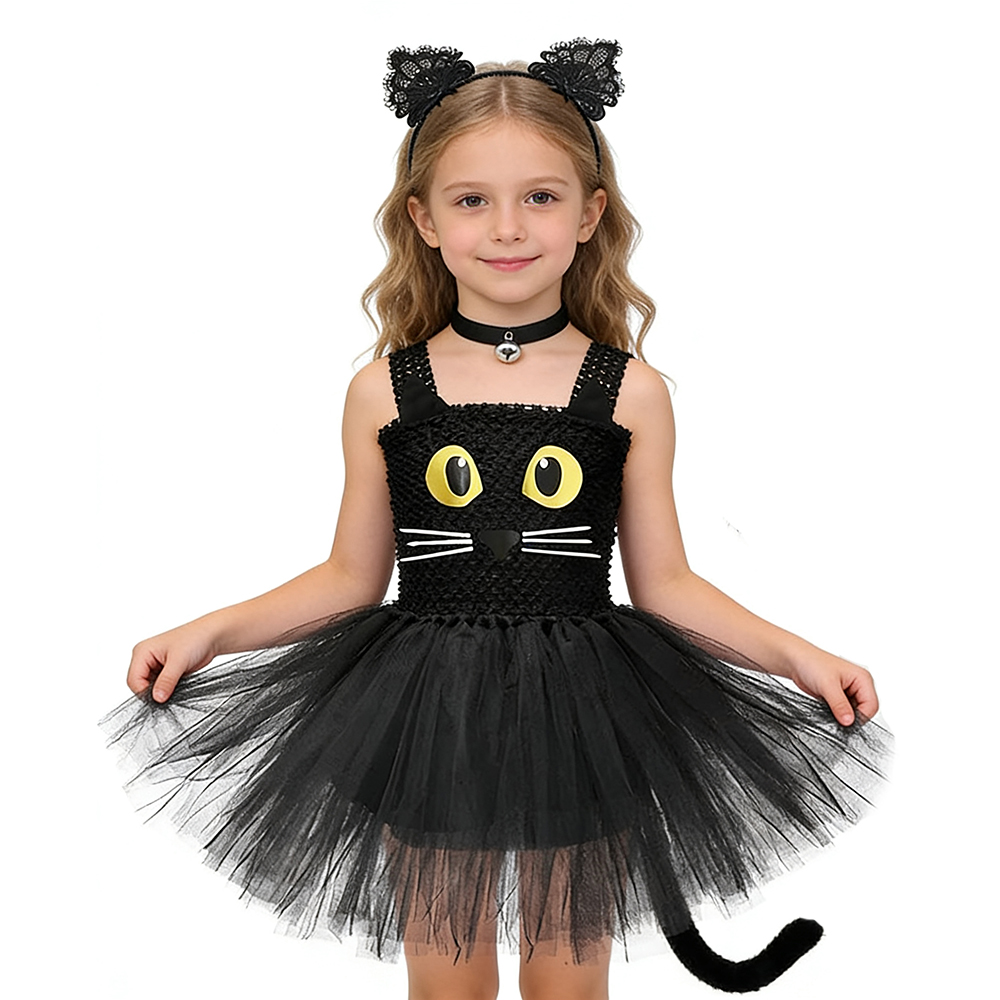 女の子黒猫チュチュドレス子供の誕生日パーティーチュールドレス - Anime Cosplay Black Girl のレビューと価格