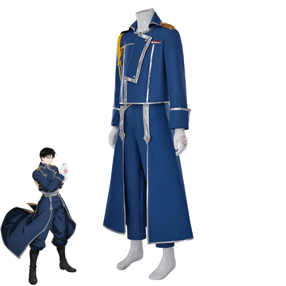 ブルーファイト軍服コートウィッグ成人男性ハロウィンカーニバル - Fullmetal Alchemist Coat のレビューと価格