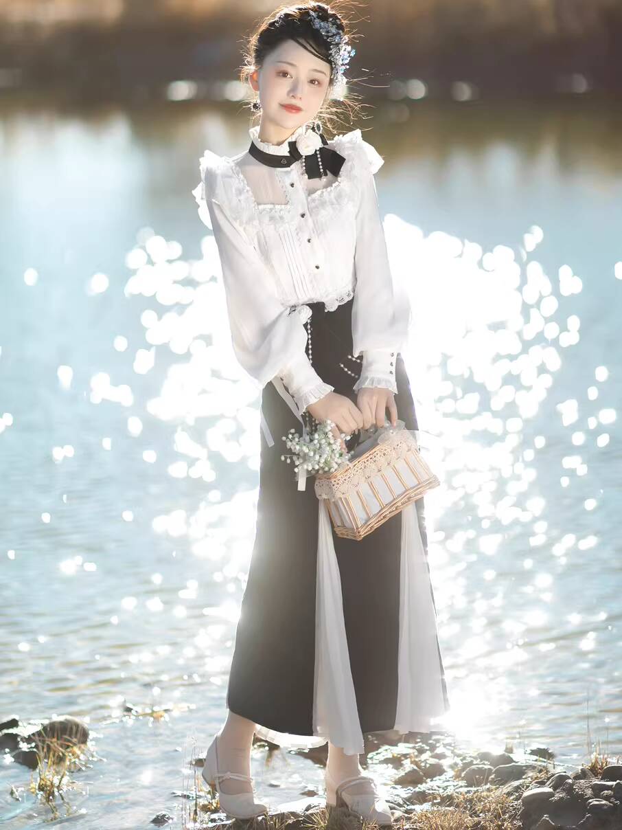 新しい中国風の改良版漢服女性用ドレスデイリーマーメイドスカー - Anime Cosplay In Chinese のレビューと価格