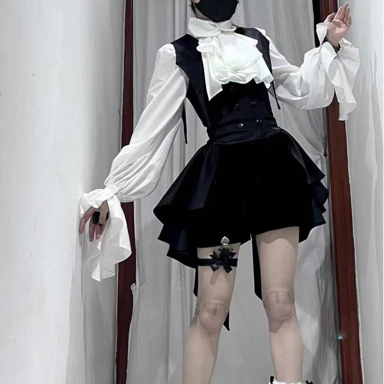 甘い Y2k 3 ピースセット女性シックな白いリボンシャツス - Anime Cosplay Lolita のレビューと価格